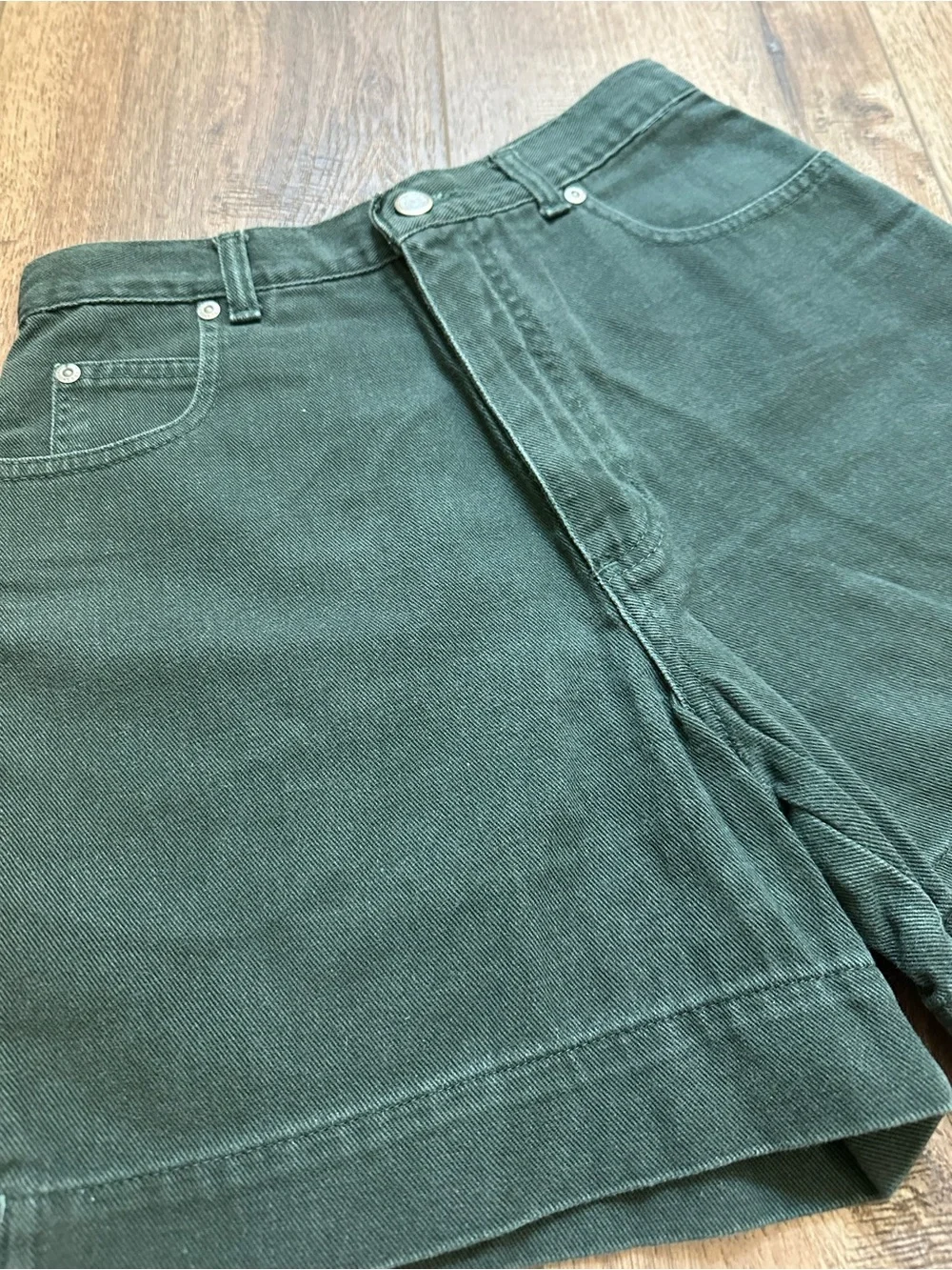 Vintage High Sierra Shorts, 90’s, Denim, High-Waisted, Dark Green, Size 6